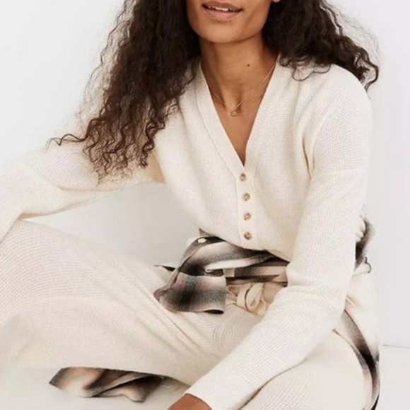 Madewell Women's Asherton Waffle Henley Sweater X1 NC737 - Picture 1 of 10
